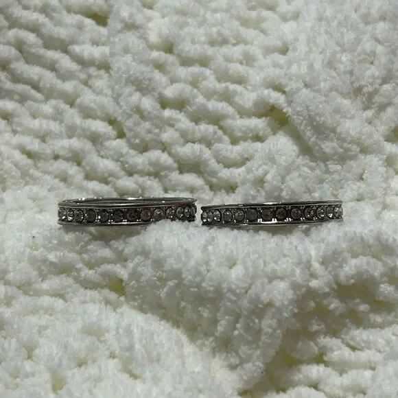 2 Stainless Steel Rhinestone Band Rings - Picture 2 of 4